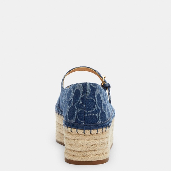 New Coach Blue Carmela Espadrille In Signature Denim - Picture 3 of 4